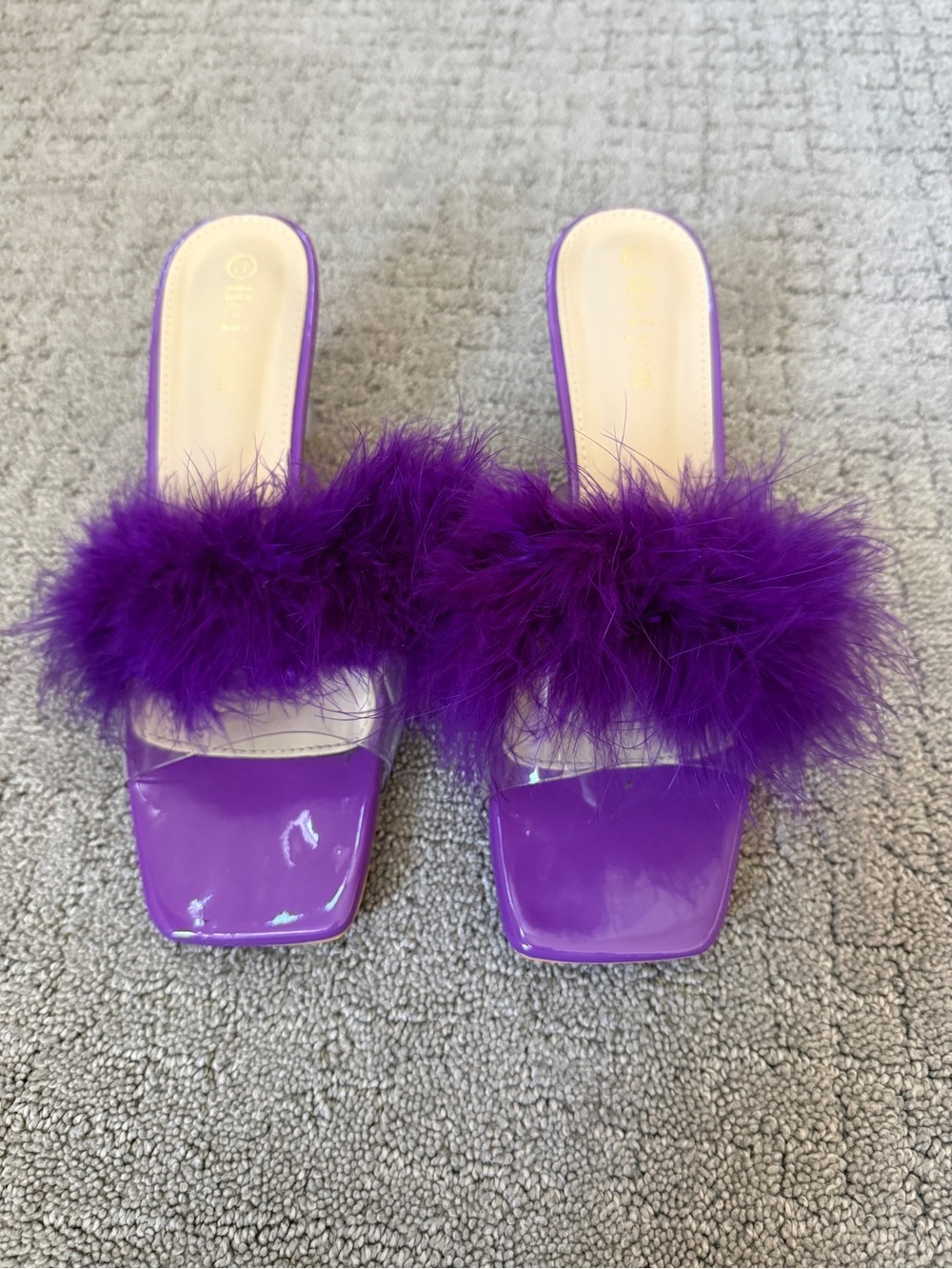 Purple Feather Slide Sandals - Women's Stylish Slip-On